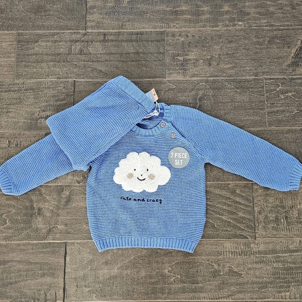 New Sinsay Cute and Crazy Baby Boy Knit Sweater Set Sz 9-12 Months